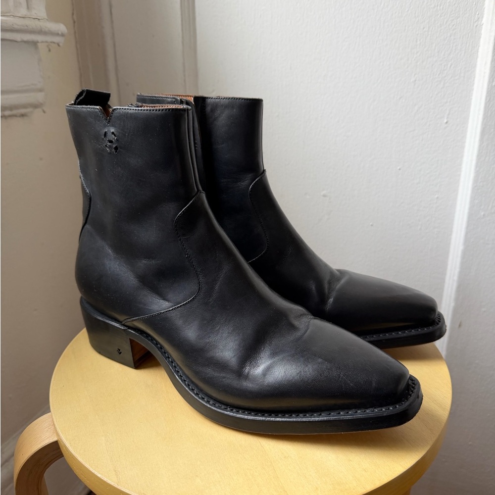 John Varvatos Black Leather Men's Ankle Walker Boots - tassels removed